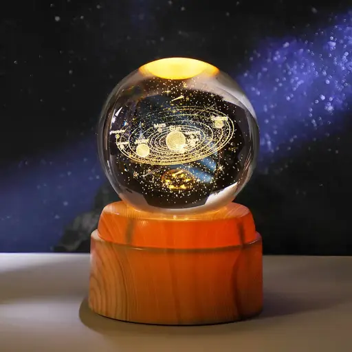 [IMP-265] Lamp. Esfera de Vidrio GIRATORIA - Sistema Solar (6cm)