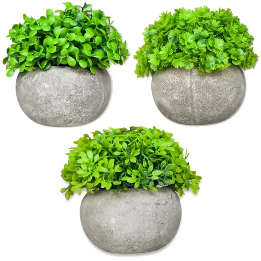 [ONC-119] Maceta Cemento Hojas Verdes (Surtido)