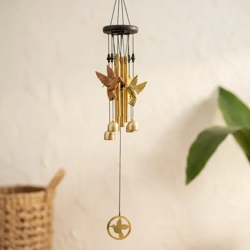 [0162C] Llamador de Angeles con Colibrí Dorado (42x9cm)