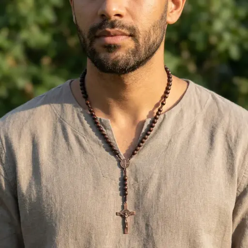 [ONC-128] Rosario de Madera Jesus y San Benito 