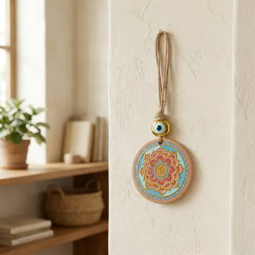 [ONC-098] Colgante con soga - Mandala OM (22x8cm)