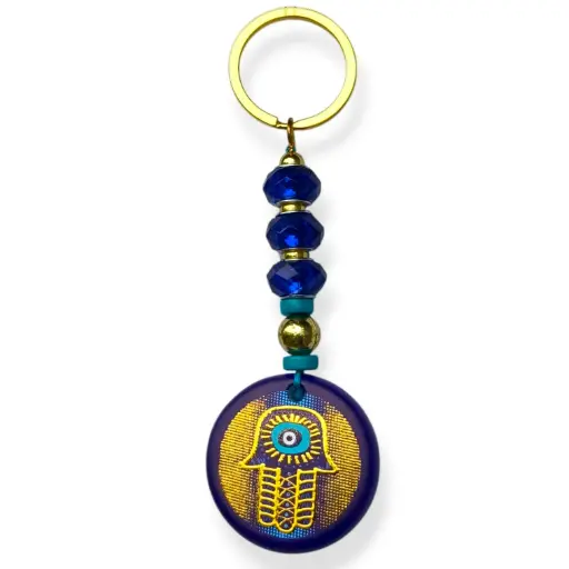 [ONC-117] Llavero Circulo mano de Fatima dorada (12x4cm)