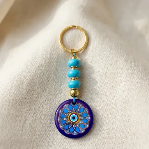 [ONC-116] Llavero Circulo Mandala ojo turco (12x4cm)
