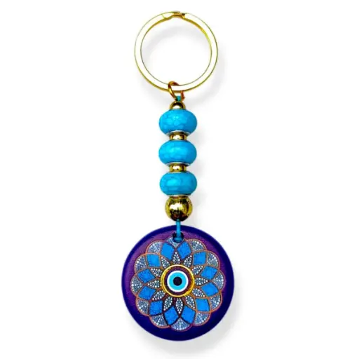 [ONC-116] Llavero Circulo Mandala ojo turco (12x4cm)