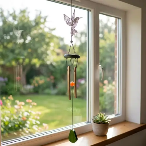 [161B] Llamador de Angeles con Colibrí de Acero Inox