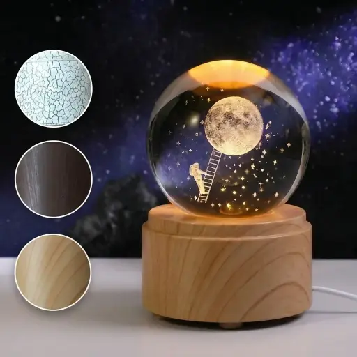 Lamp. Esfera de Vidrio GIRATORIA - Astronauta hacia la Luna (6cm)