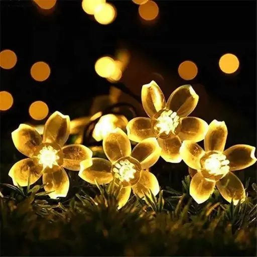 [SL-50FL] Guirnalda Solar Luz Cálida - flor Cerezo (5mts)