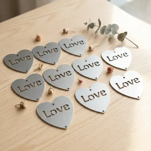 Pack x10 - Corazón Love Grande de Acero Inox (7,5cm)  