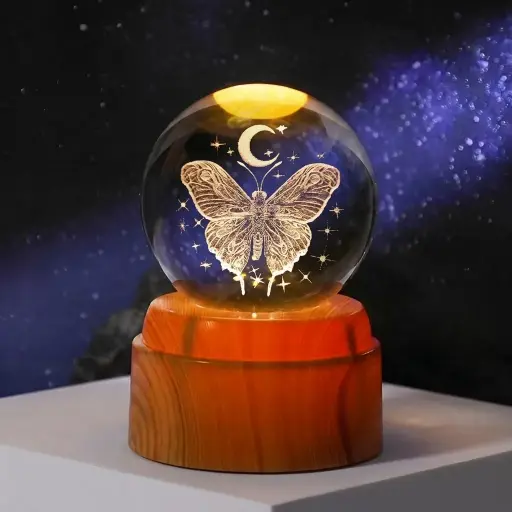[IMP-348] Lamp. Esfera de Vidrio GIRATORIA - Mariposa (6cm)