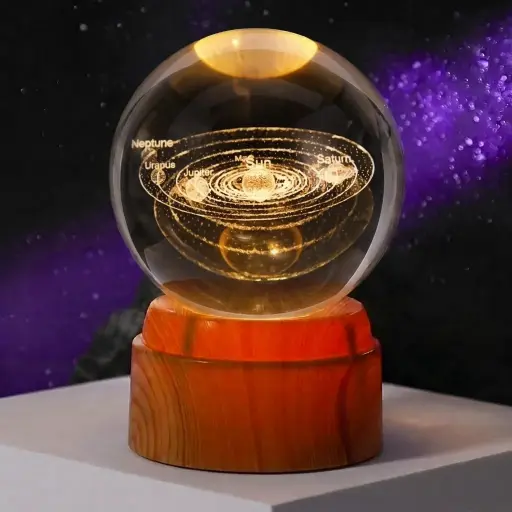 [IMP-355] Lamp. Esfera de Vidrio GIRATORIA - Sistema Solar (8cm)