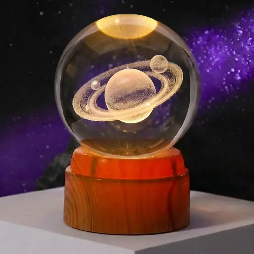 [IMP-354] Lamp. Esfera de Vidrio GIRATORIA - Saturno (8cm)