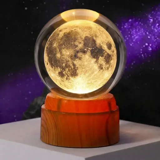 Lamp. Esfera de Vidrio GIRATORIA - Luna Llena (8cm)